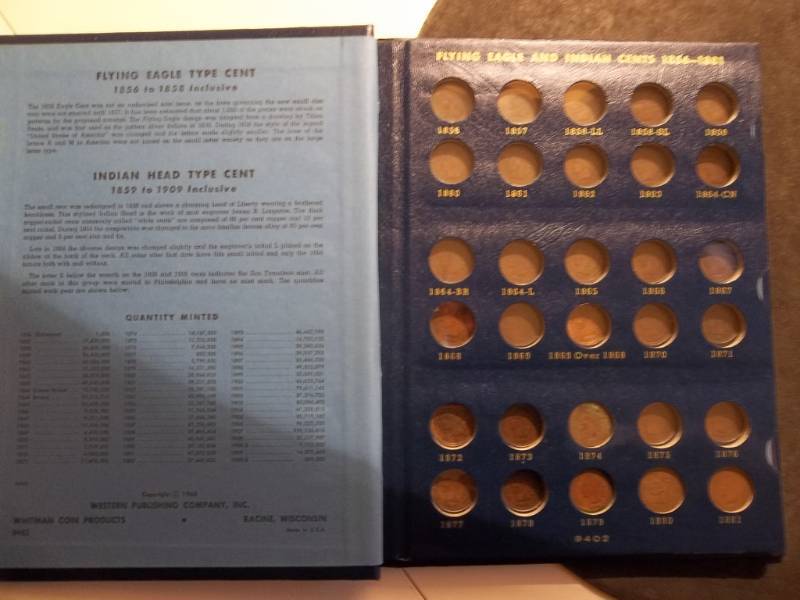lot 144 image: Whitman Indian Head Cent Album 1856-1909 With Protective Clear Sliders. Includes 32 Indian Head Cents.
