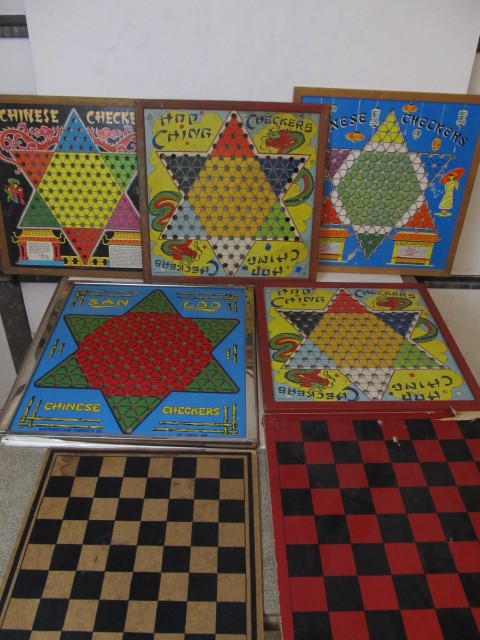 lot 18 image: Group of Vintage Chinese Checker etc Game Boards