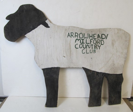 lot 20 image: Vintage Painted Folk Art Figural Wooden Sign