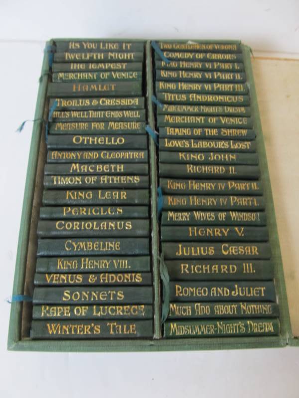 lot 55 image: Original COMPLETE Antique SHAKESPEARE Miniature Book Set
