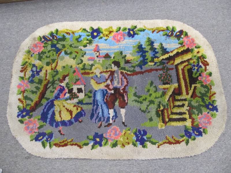 lot 89 image: Colorful Vintage Hand Hooked Rug