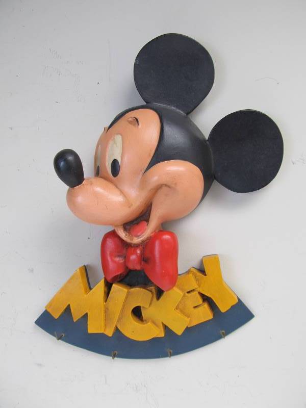 lot 96 image: Vintage #D Mickey Mouse Wall Hanging Hat Rack