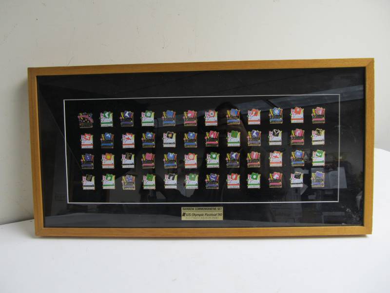 lot 118 image: Framed Collection of 1990 Olympic Pins