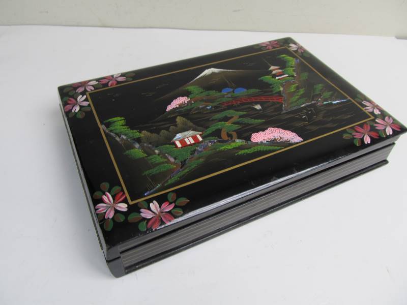lot 119 image: Vintage Oriental Lacquered Wooden Photo Album wWood Case