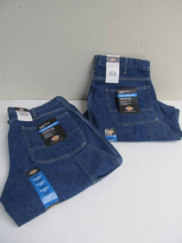 lot 123 image: 2 Pair of NEW Dickies Mens Carpenter Jeans - 34 x 34