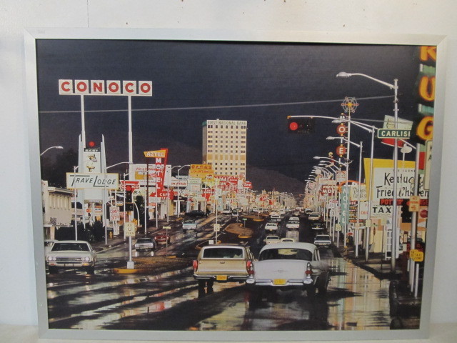 lot 193 image: LARGE Vintage Style Retro Street Scene Photo Wall Hanging