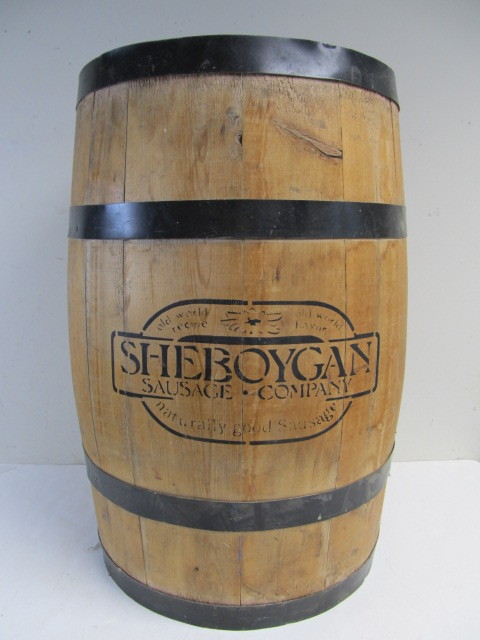 lot 253 image: Large Wooden Barrel wMetal Straps