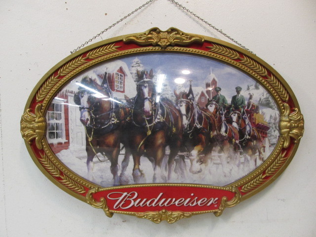 lot 260 image: Large 2 Sided BUDWEISER Clydesdale Beer Sign