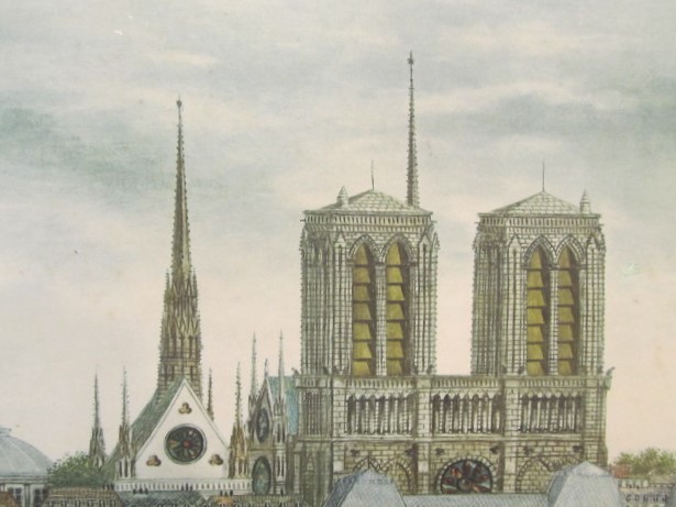 lot 269 image: Vintage Framed Ile De La Cite Paris Print