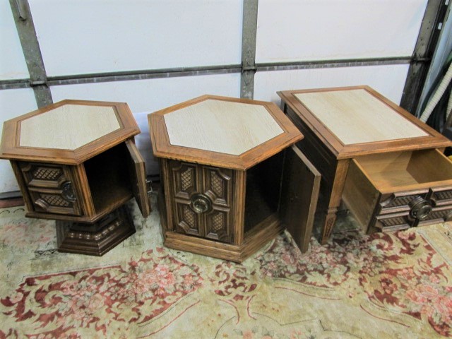 lot 288 image: Group of 3 Matching&nbspVintage Mid Century MERSMAN Side TablesCabinets