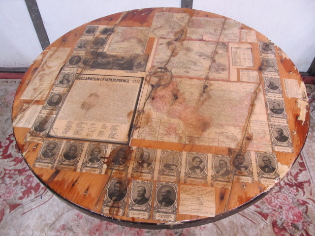 lot 286 image: Antique Wooden Pub Table From Bonnie & Clydes Bar