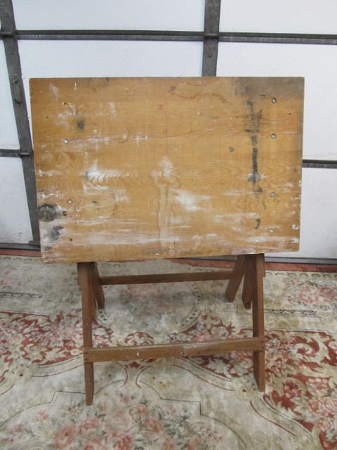 lot 296 image: Old Vintage Wooden Tilt-Top Drafting Table