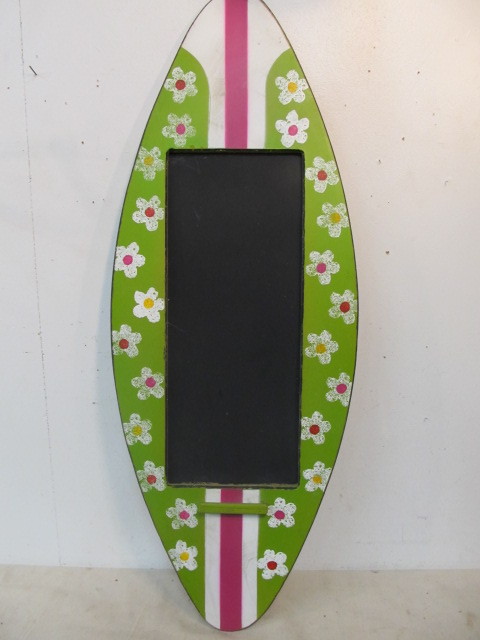 lot 299 image: 2 Large Tropical Wall Hangings - Metal Fish Display & Surfboard Chalkboard