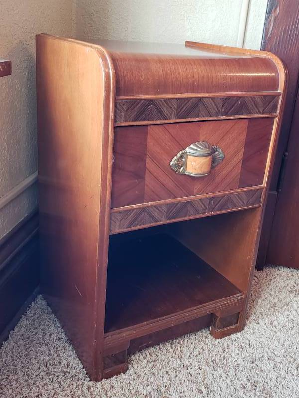 lot 15 image: Vintage Waterfall Nightstand