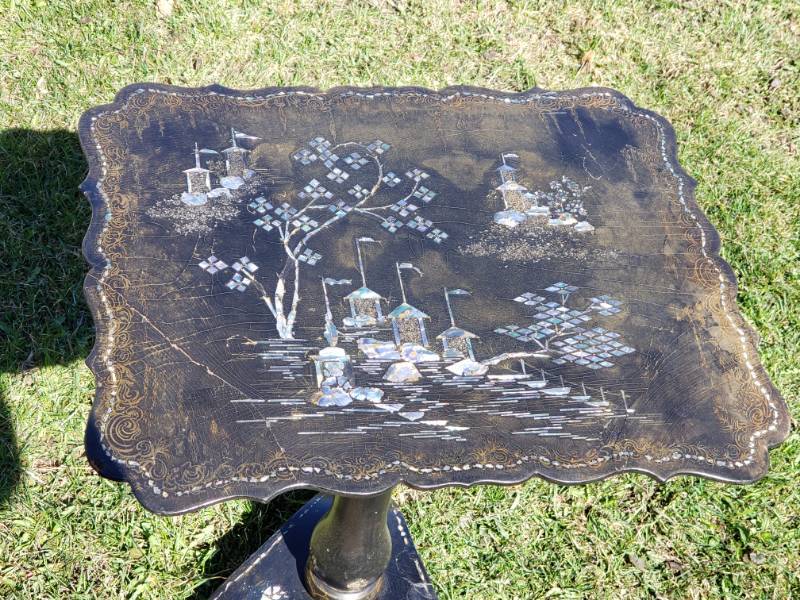 lot 22 image: Mother of Pearl Inlaid Asian Occasional Table
