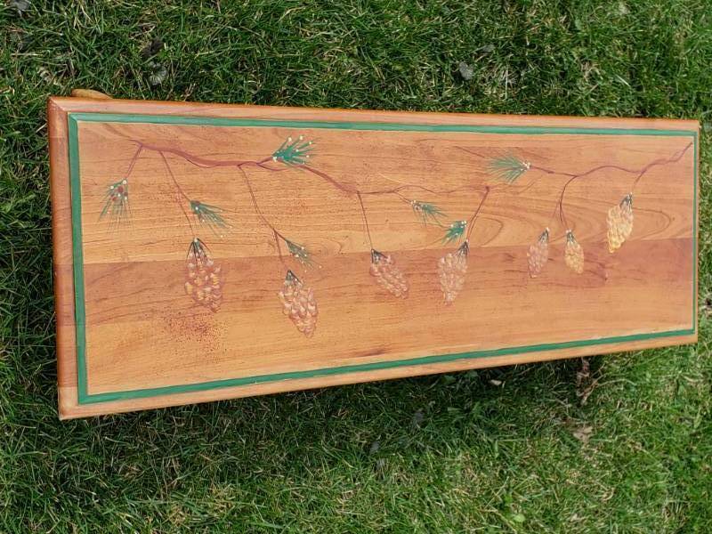 lot 35 image: Solid Wood, Hand-Painted Foot Stool