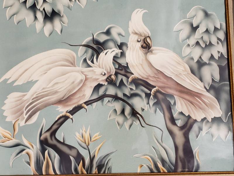lot 41 image: Asian Styled Framed Print of Two Birds