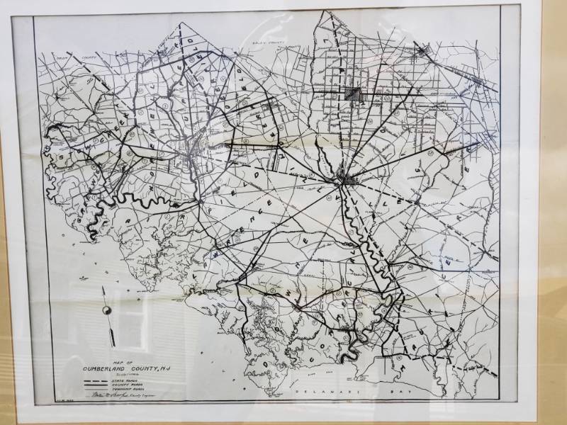 lot 43 image: 1930s Framed Map of Cumberland County, NJ