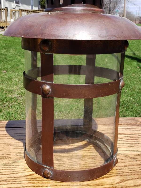 lot 58 image: High End Lightolier Bronze or Brass Hanging Light