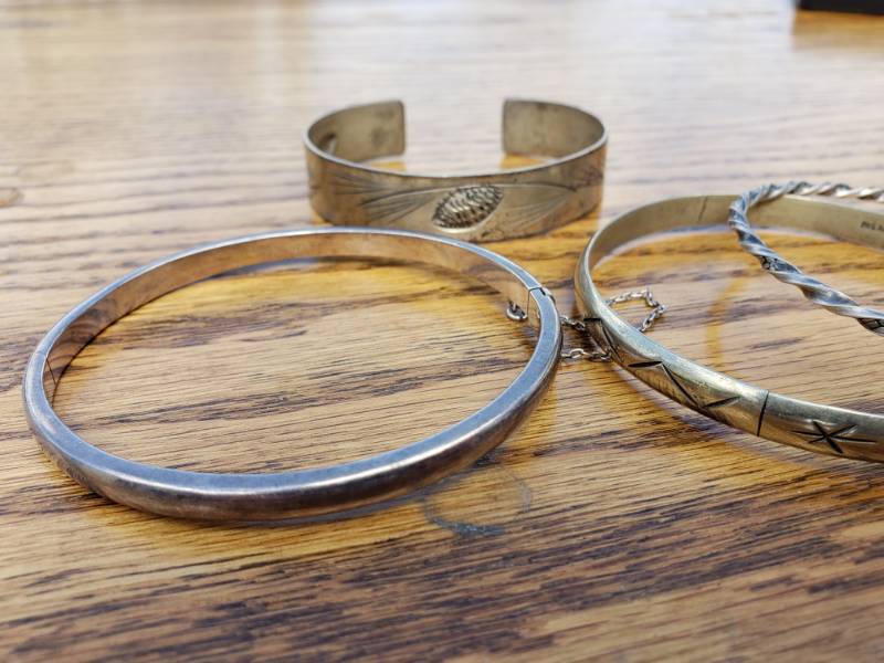 lot 72 image: (4) Southwestern  Mexico Sterling Silver Bracelets  Bangles