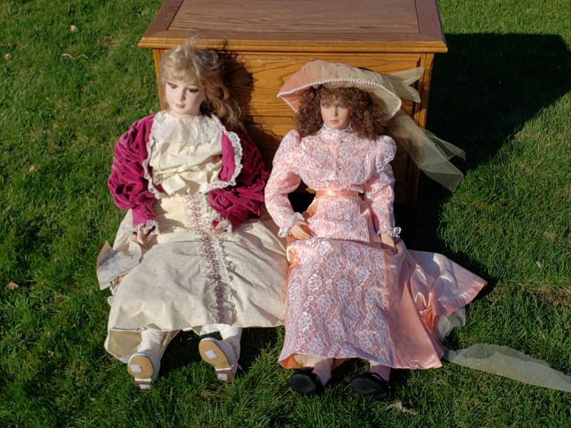 lot 90A image: (2) Very Large Victorian Styled Porcelain Dolls