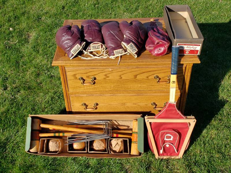 Lot Of Vintage Sporting Goods Jack Dempsey Gloves Punching Bag