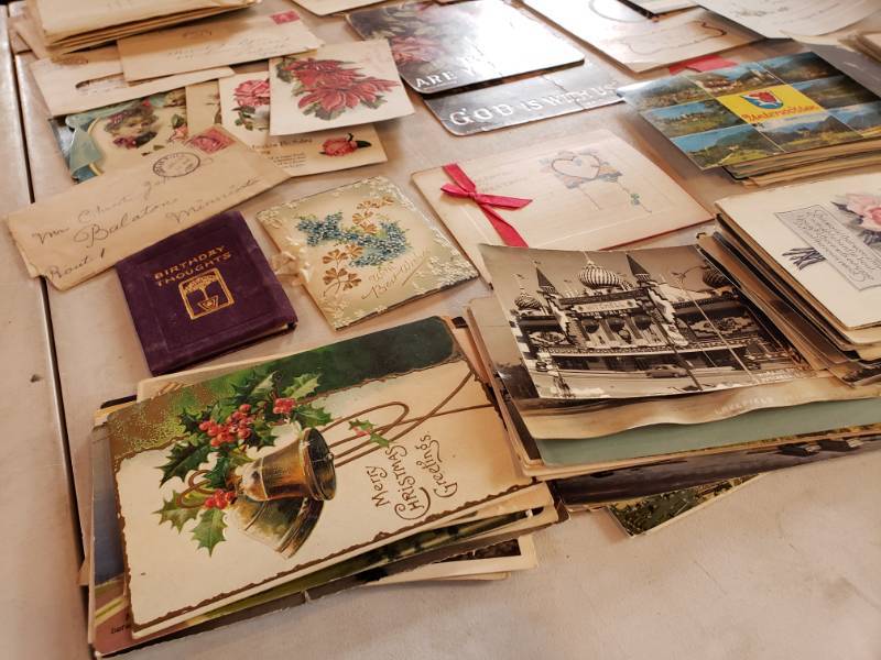 lot 108 image: Antique  Vintage Post Cards, Letters with Stamps, Greeting Cards, Etc.