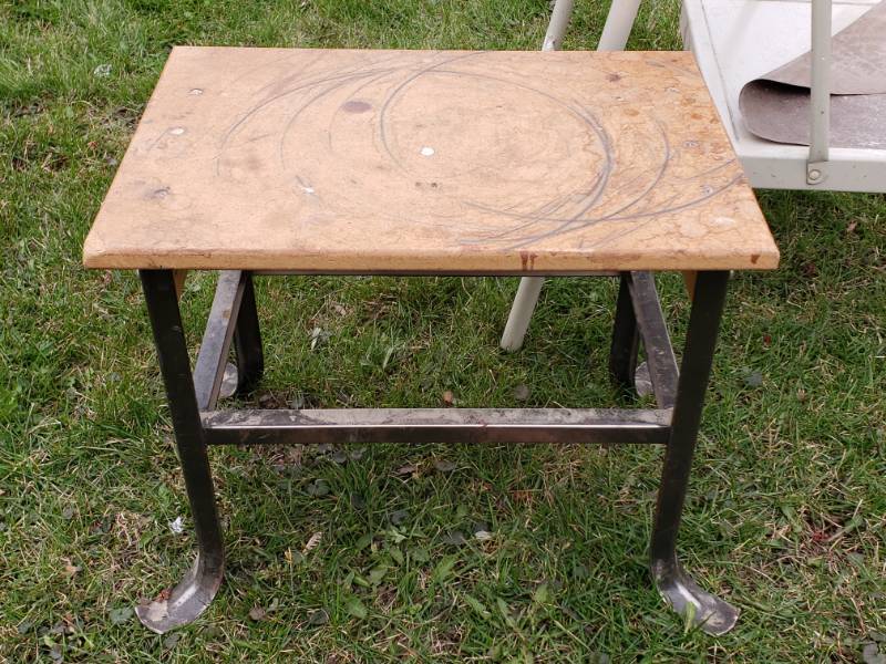 lot 122 image: Folding Step Stool and Small Industrial Bench