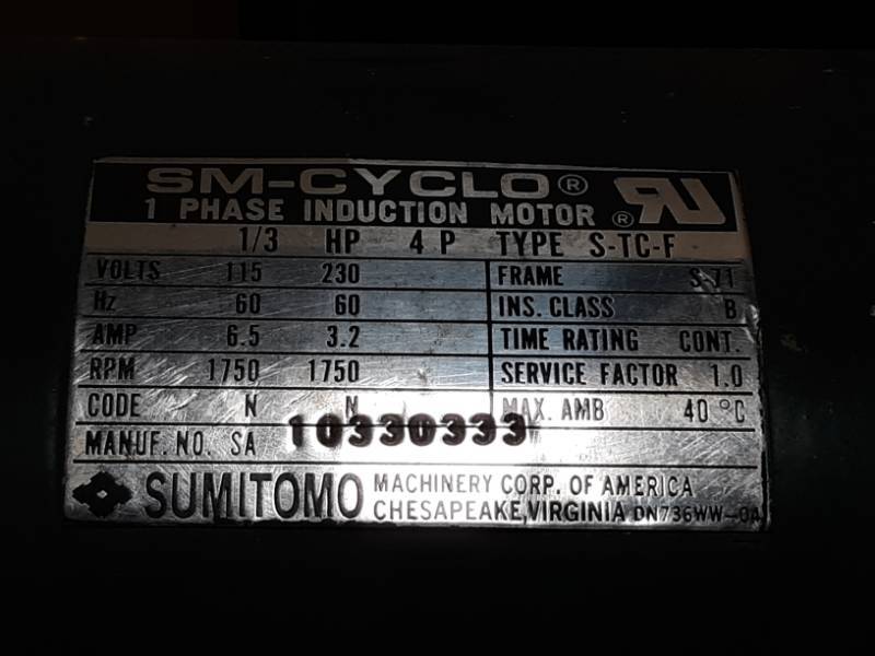 lot 45 image: 13 HP Electric Motor 1 Phase w Gearbox Works