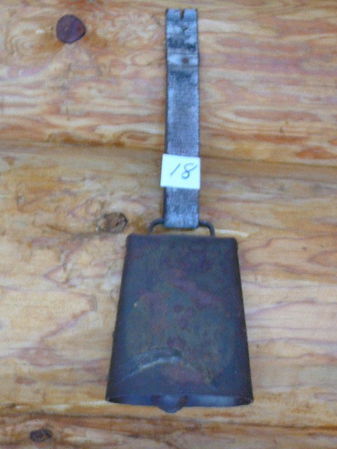 lot 18 image: Antique Cow Bell with leather strap