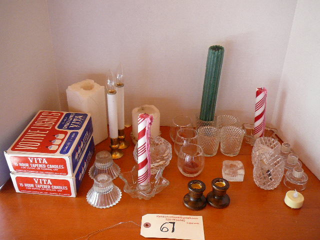 lot 67 image: Lot of Candles & Candle Stick Holders