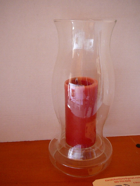 lot 70 image: Glass Candle Vase Holder 2 Pieces With Candle
