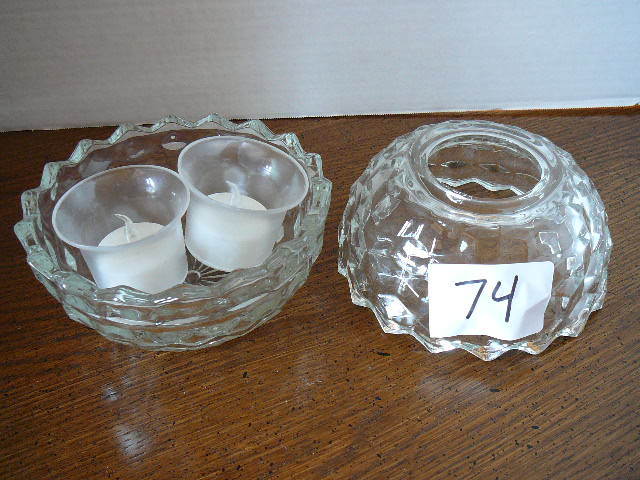 lot 74 image: Cut Crystal 2 Piece Candle Holder With 2 Battery Powered Candles