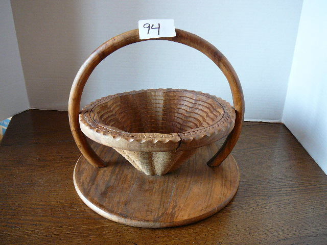 lot 94 image: Decorative Wooden Kuala Lumpur Malaysia Collapsible Basket