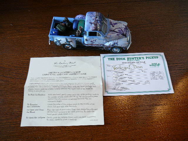 lot 100 image: Collectable Danbury The Duck Hunters 1953 Chevy Pickup With Certified Title & Paperwork