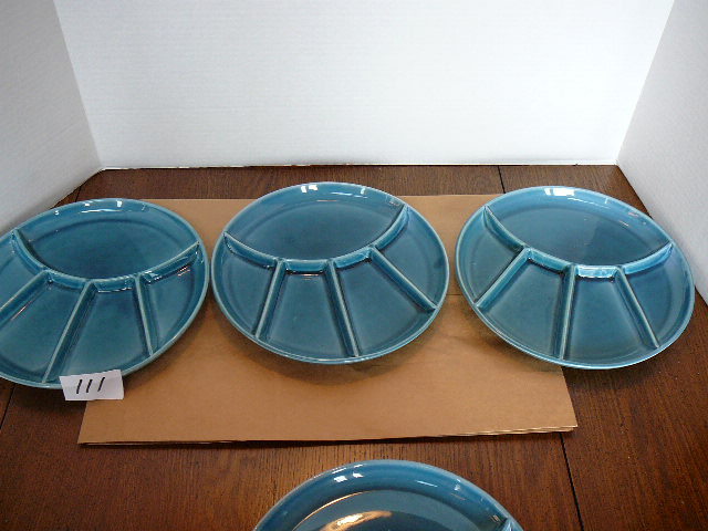 lot 111 image: 9 Set of 4 Blue Fondue Plates