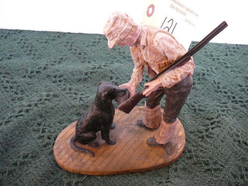 lot 121 image: Hunter & His Black Lab Statue