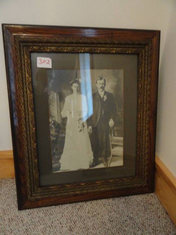 lot 302 image: Antique Framed Wedding Portrait