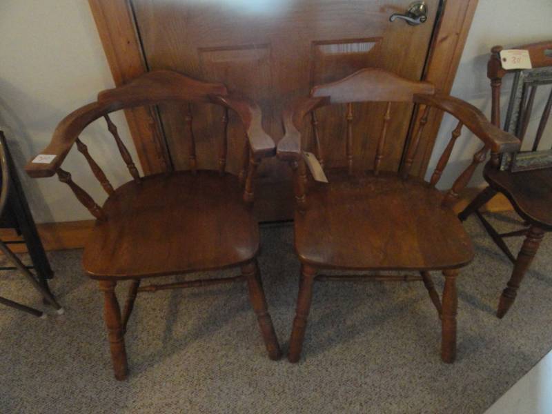 lot 310 image: Wooden Chairs with Arm Rest