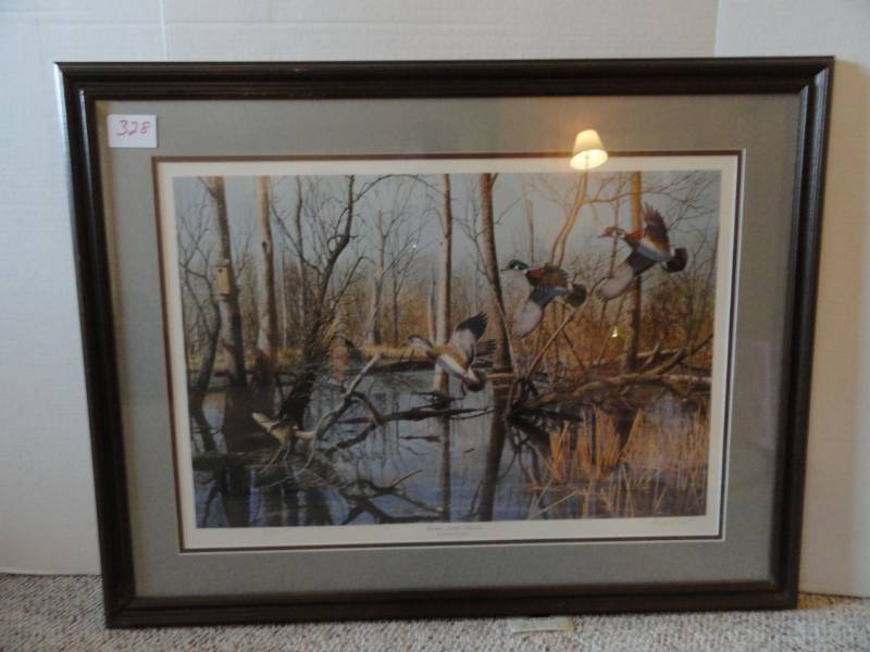 lot 328 image: Framed Print Flooded Timber Woodies
