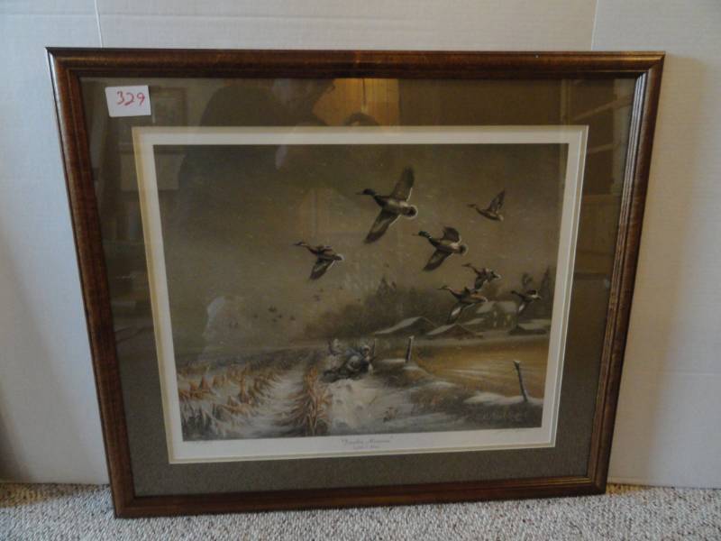 lot 329 image: Framed Print Fence Line Memories