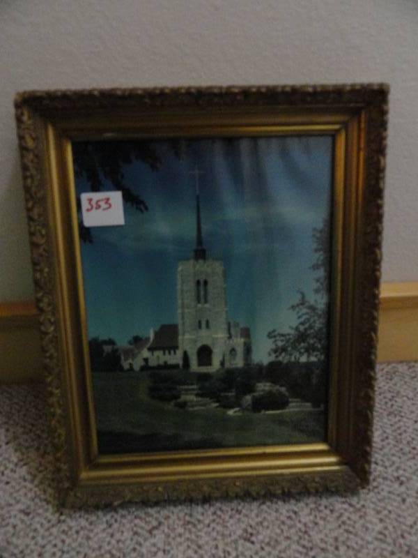 lot 353 image: Vintage Framed Print - Church