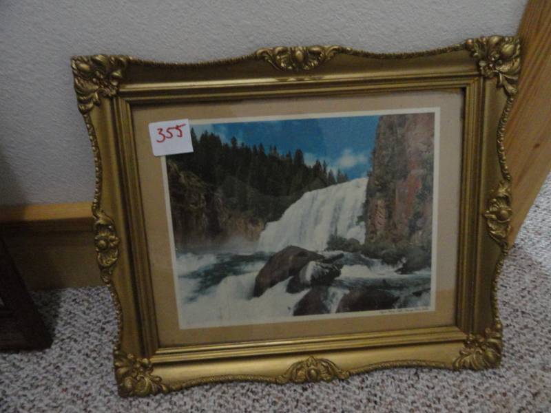 lot 355 image: Vintage Framed Print Water Fall