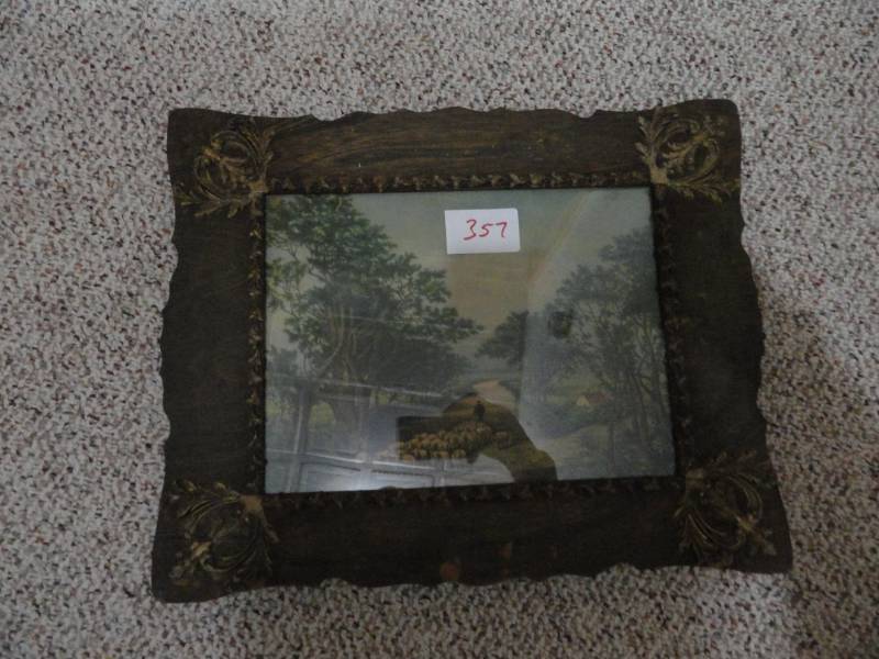 lot 357 image: Vintage Framed Print - Sheep