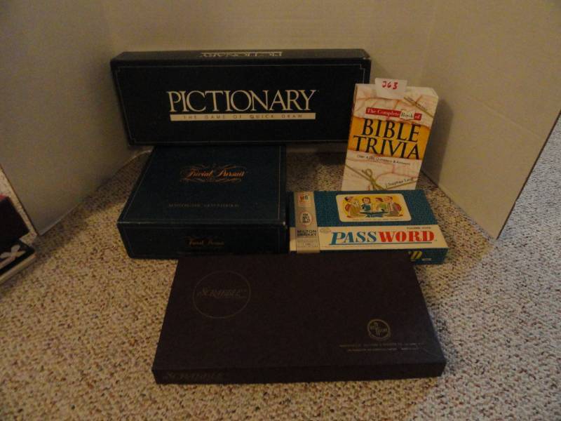 lot 363 image: Games - Pictionary, Password, Trivial Pursuit, Scrabble, Bible Trivia
