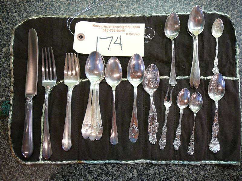 lot 174 image: Approx 21 Sterling Silver Spoons, Forks & Knife