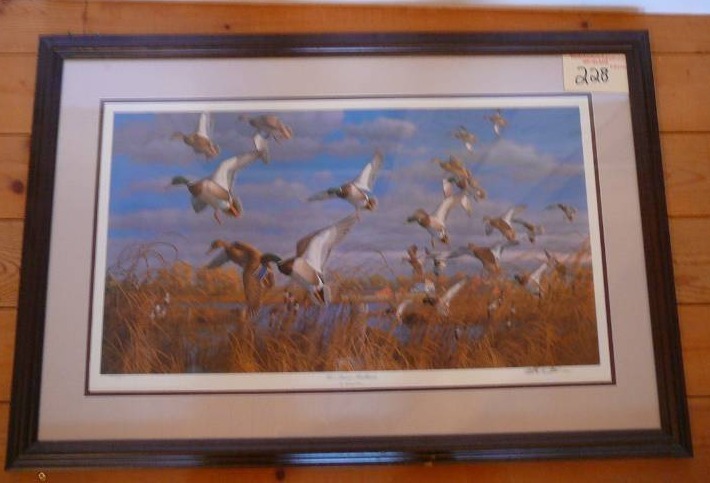lot 228 image: Framed Print Vics Pond - Mallardss