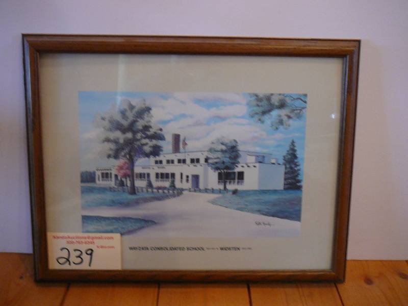 lot 239 image: Framed Print Wayzata Consolidated School 1921-1951, Widsten 1952-1989