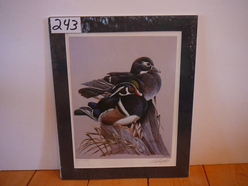 lot 243 image: Print of 2 Wood Ducks