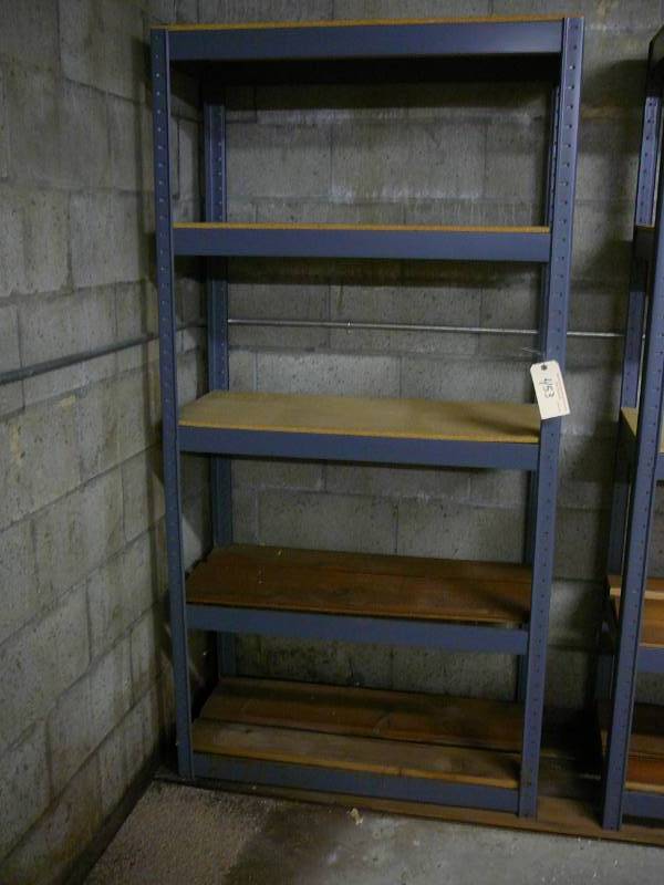 lot 453 image: Metal Rack with Wood Shelves